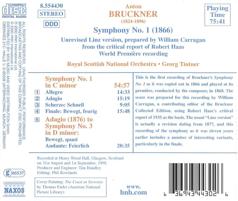 Amazon.com: Bruckner: Symphony No. 1 (1866 Linz Version, ed